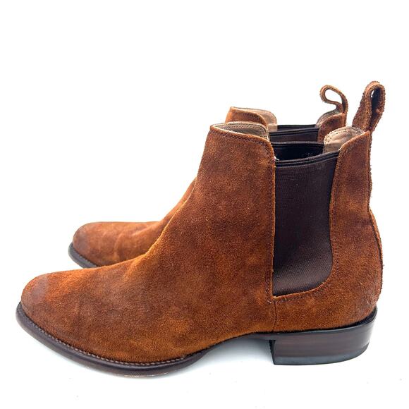 Tecovas The Chance Men’s Chelsea Boots Rust Suede Tan 10 EE Extra Wide - Picture 2 of 13
